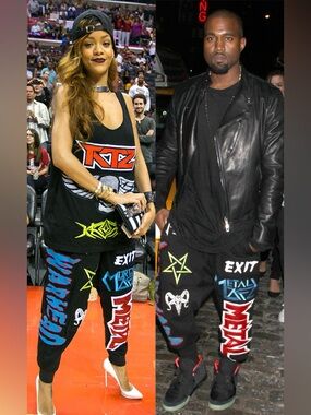 Stylist Archive | KTZ SS13 Multicolor Patch Jogging Trousers for Rihanna